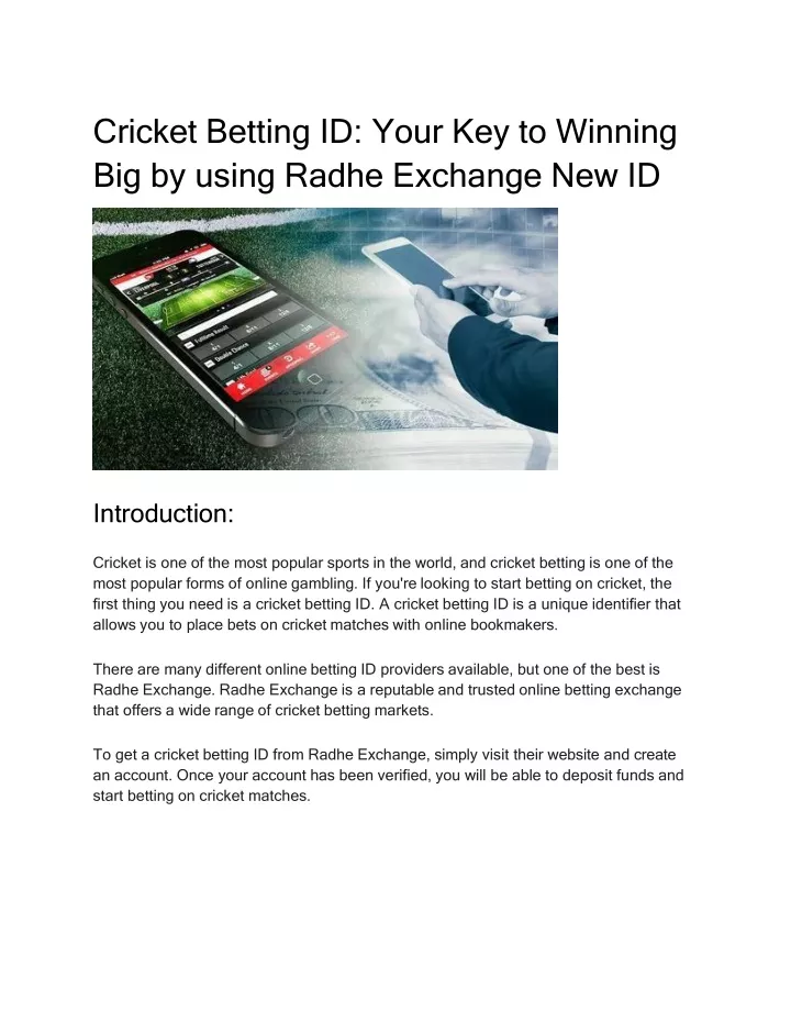 cricket betting id your key to winning big by using radhe exchange new id