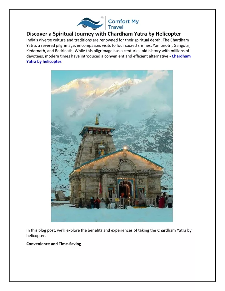 discover a spiritual journey with chardham yatra