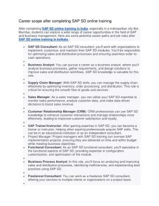 career scope after completing sap sd online