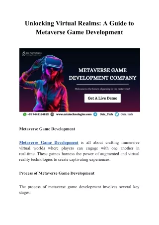 Unlocking Virtual Realms_ A Guide to Metaverse Game Development