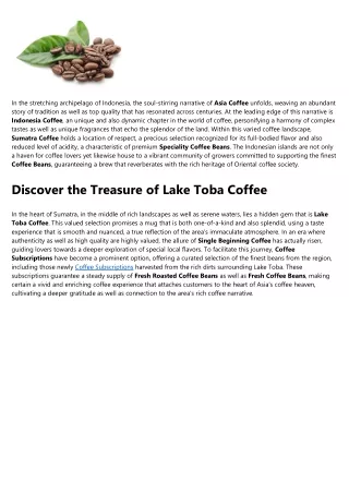 Lake Toba Coffee Can Be Fun For Anyone