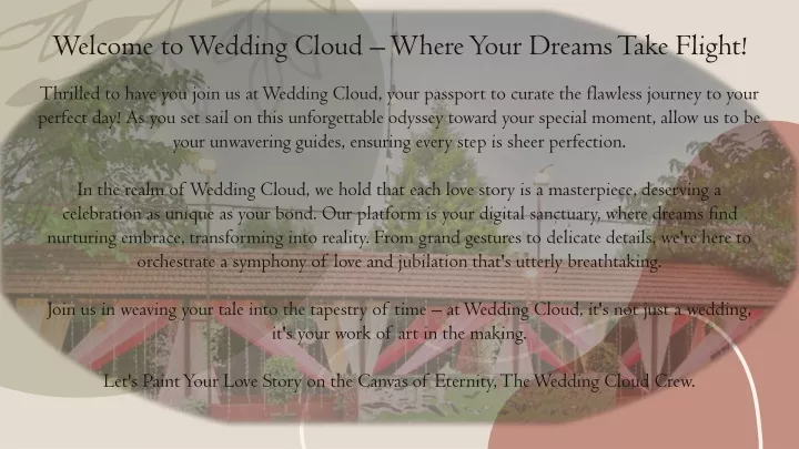 welcome to wedding cloud where your dreams take