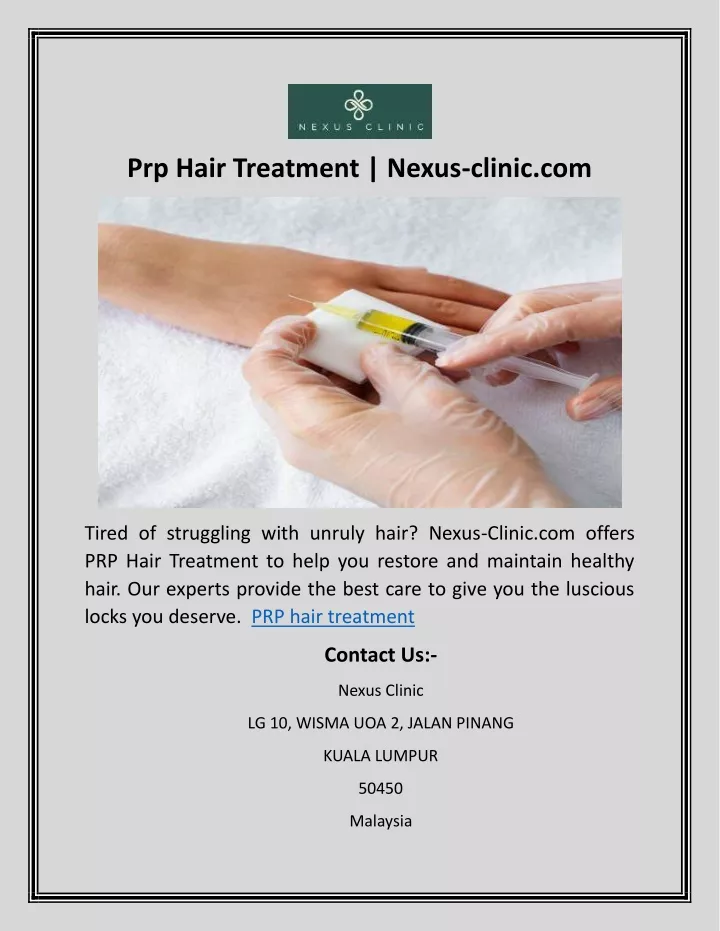 prp hair treatment nexus clinic com