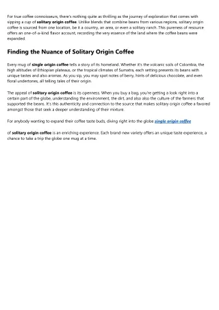 Fascination About single origin coffee