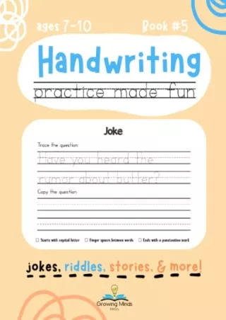 [PDF] DOWNLOAD Handwriting Practice Made Fun: Jokes, Riddles, Stories, and More! Penmanship