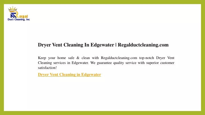 dryer vent cleaning in edgewater