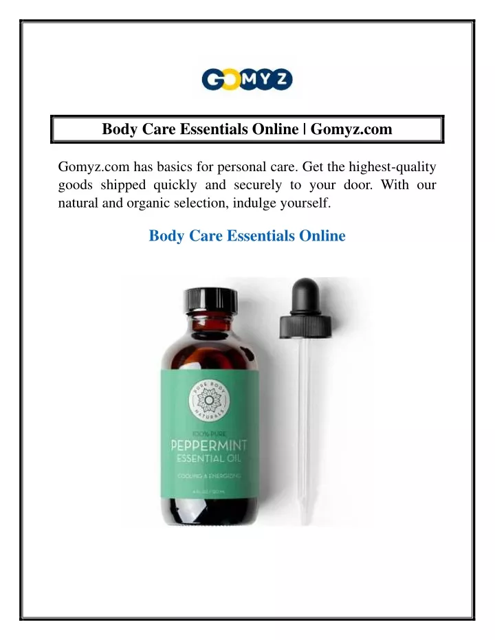 body care essentials online gomyz com