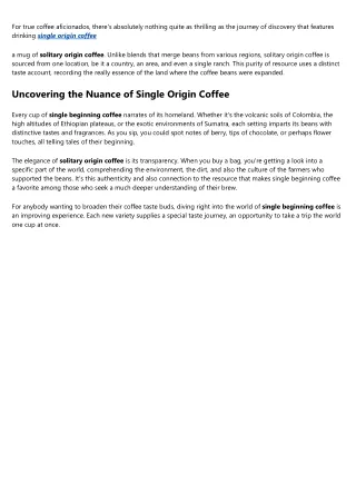 Examine This Report on single origin coffee