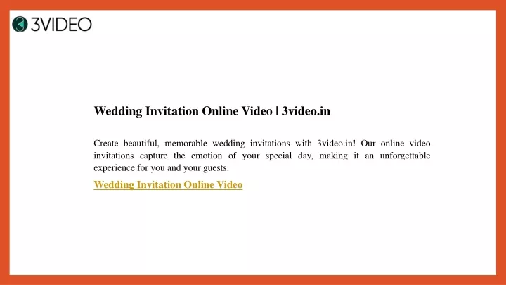 wedding invitation online video 3video in create