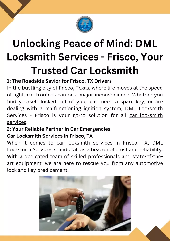 unlocking peace of mind dml locksmith services