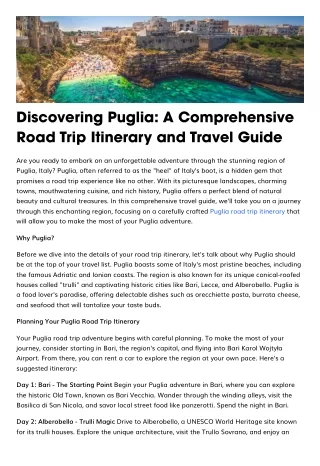 A Comprehensive Road Trip Itinerary and Travel Guide