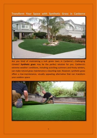 Transform Your Space with Synthetic Grass in Canberra