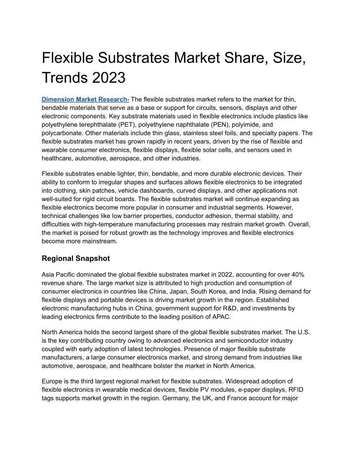 flexible substrates market share size trends 2023