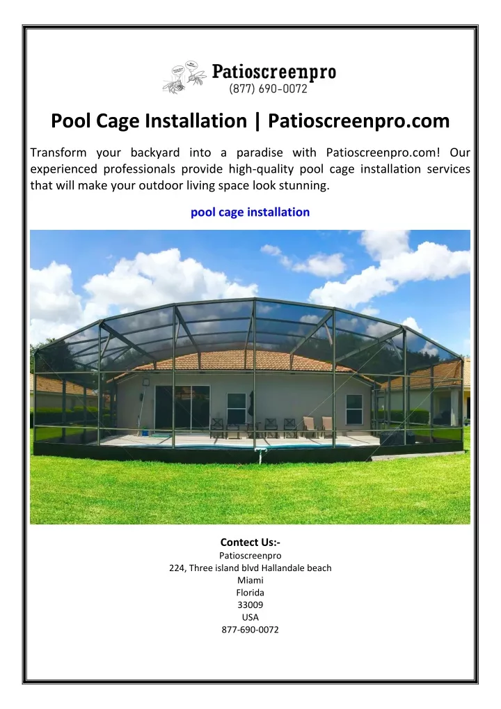 pool cage installation patioscreenpro com