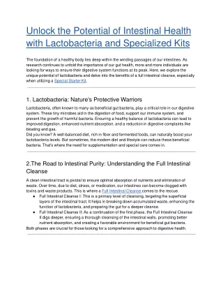 Unlock the Potential of Intestinal Health with Lactobacteria and Specialized Kits (1)