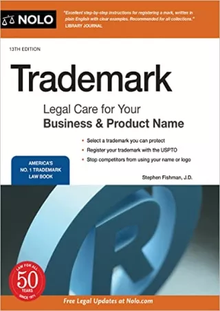 (PDF/DOWNLOAD) Trademark: Legal Care for Your Business & Product Name free
