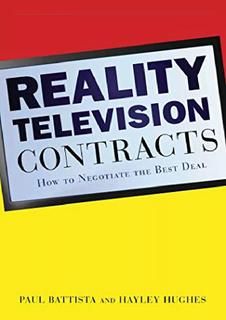 reality television contracts how to negotiate
