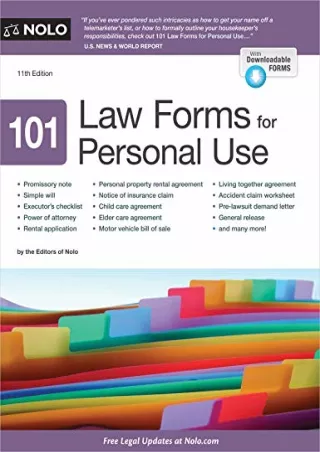 (PDF/DOWNLOAD) 101 Law Forms for Personal Use ebooks