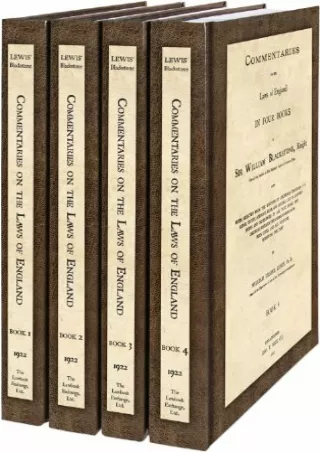 PDF BOOK DOWNLOAD Commentaries on the Laws of England in Four Books, With N