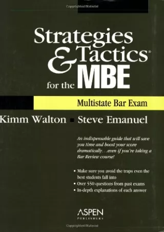 PDF BOOK DOWNLOAD Strategies & Tactics for the MBE (Multistate Bar Exam) ep