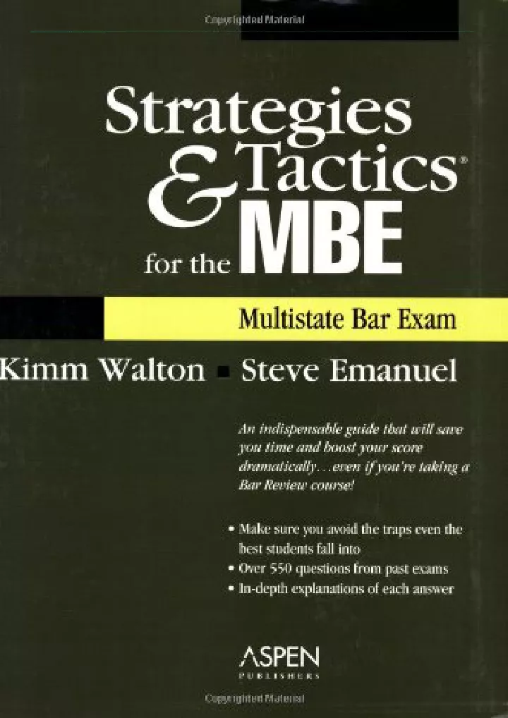 strategies tactics for the mbe multistate