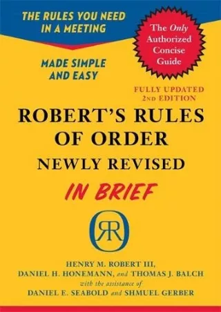 PDF KINDLE DOWNLOAD Robert's Rules of Order Newly Revised In Brief, 2nd edi