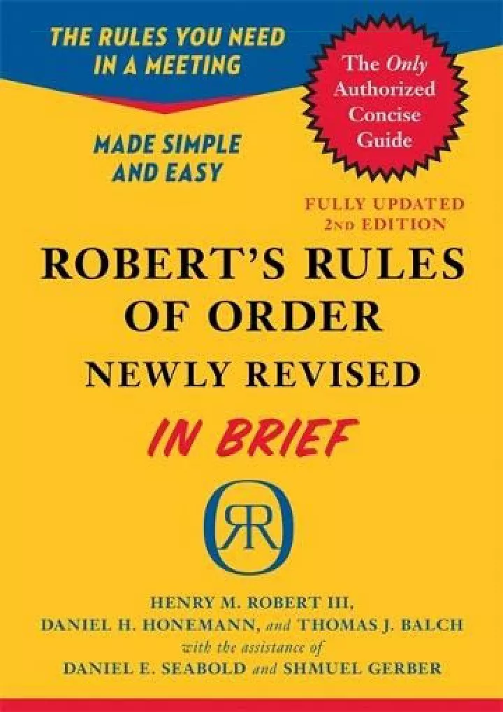 robert s rules of order newly revised in brief