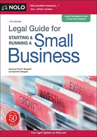 PDF KINDLE DOWNLOAD Legal Guide for Starting & Running a Small Business (No