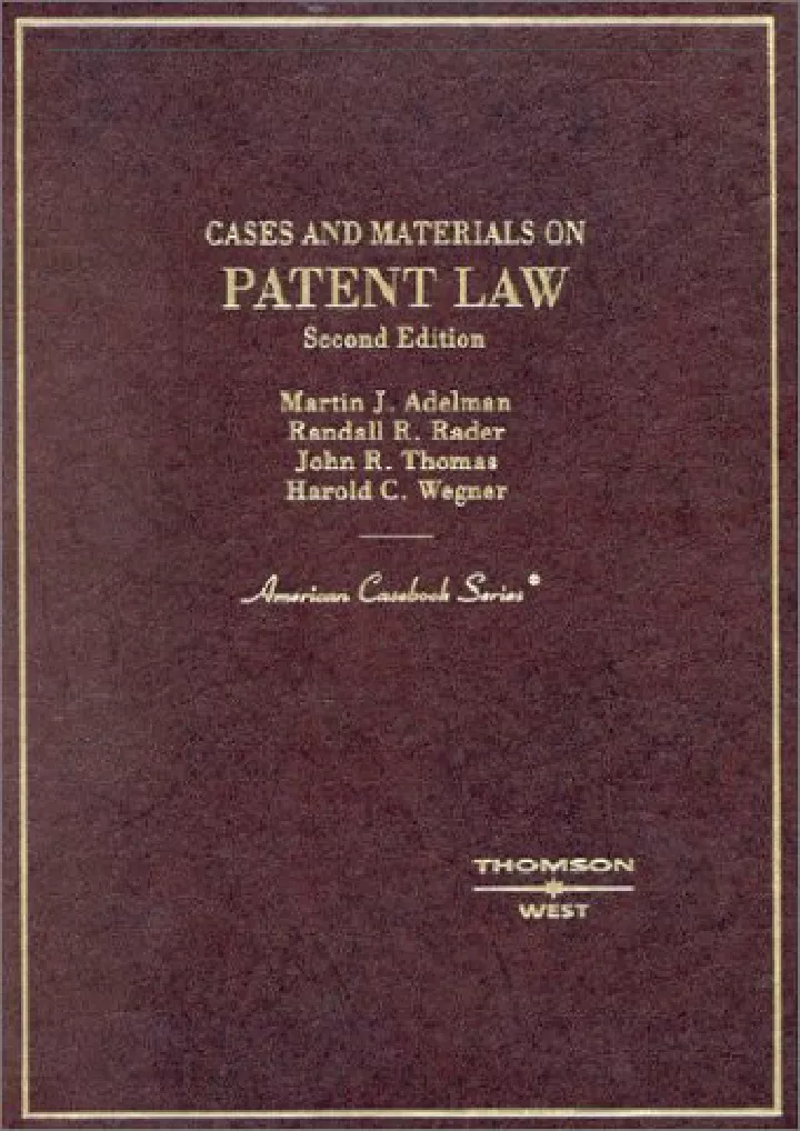 cases and materials on patent law american