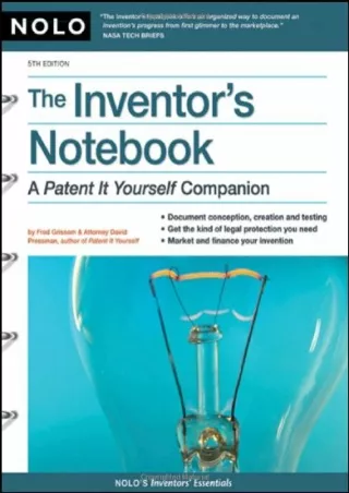 PDF Read Online Inventor's Notebook: A Patent It Yourself Companion free