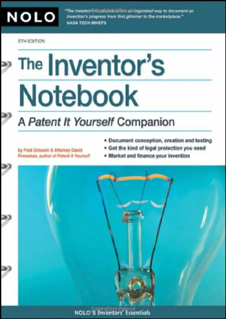inventor s notebook a patent it yourself