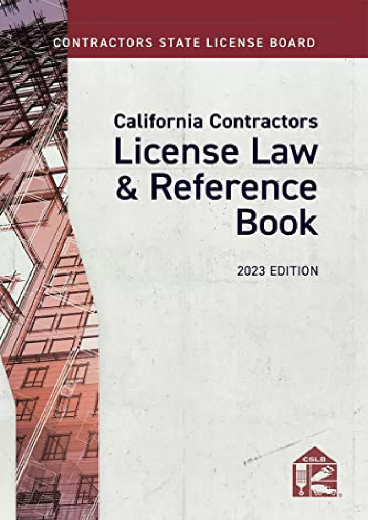 california contractors license law reference book