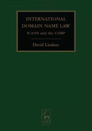 PDF Download International Domain Name Law: ICANN and the UDRP read