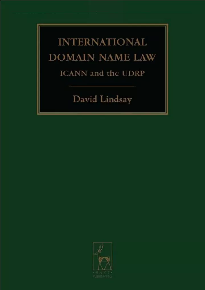 international domain name law icann and the udrp