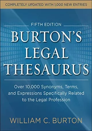 PDF KINDLE DOWNLOAD Burtons Legal Thesaurus 5th edition: Over 10,000 Synony