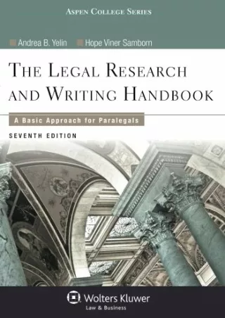 PDF KINDLE DOWNLOAD Legal Research and Writing Handbook: A Basic Approach f