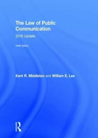 PDF The Law of Public Communication: 2016 Update kindle