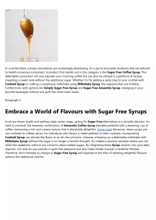 Simply Sugar Free Syrup - An Overview