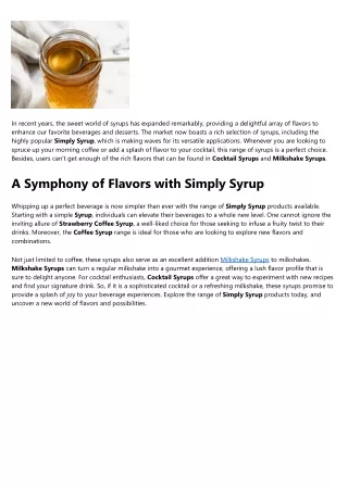 Simply Syrup Options