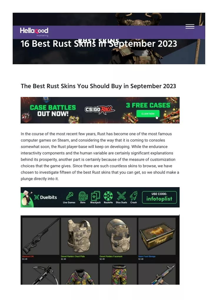 16 best rust skins in september 2023
