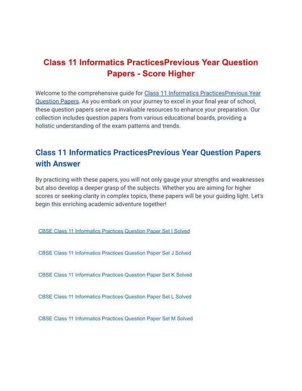 class 11 informatics practicesprevious year