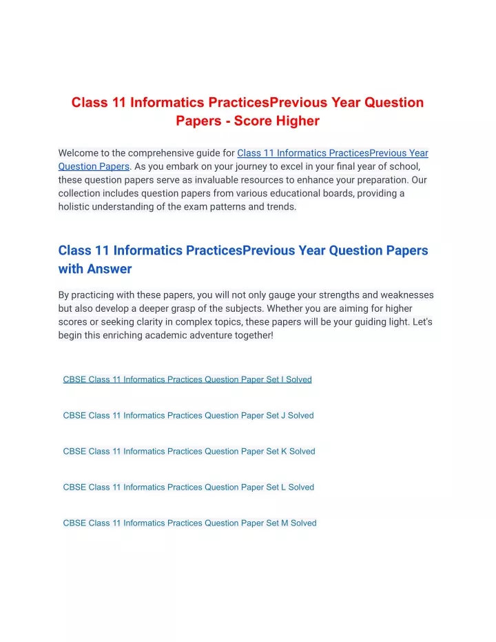 class 11 informatics practicesprevious year