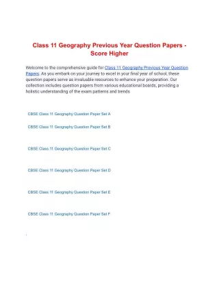 class 11 geography previous year question papers
