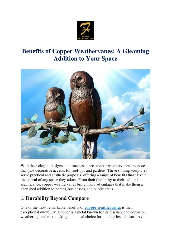 benefits of copper weathervanes a gleaming