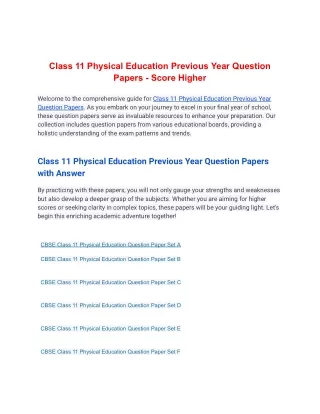 class 11 physical education previous year