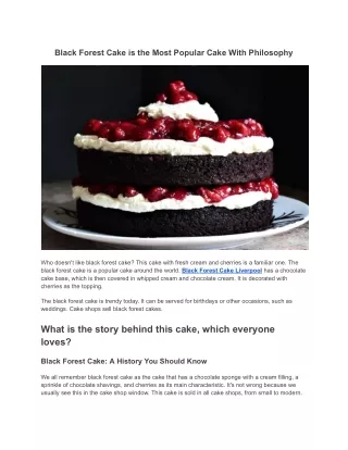 Black Forest Cake is the Most Popular Cake With Philosophy