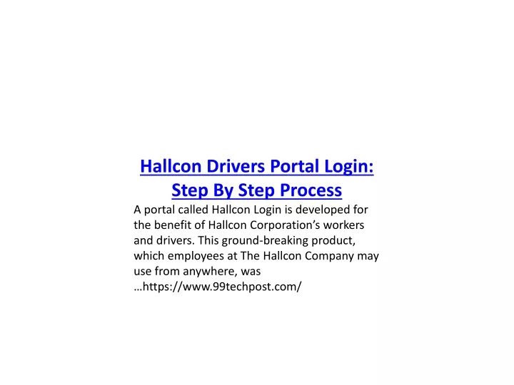 hallcon drivers portal login step by step process