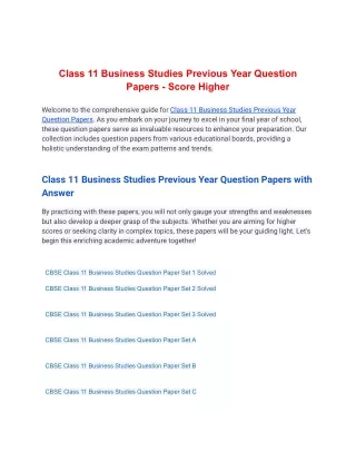 class 11 business studies previous year question