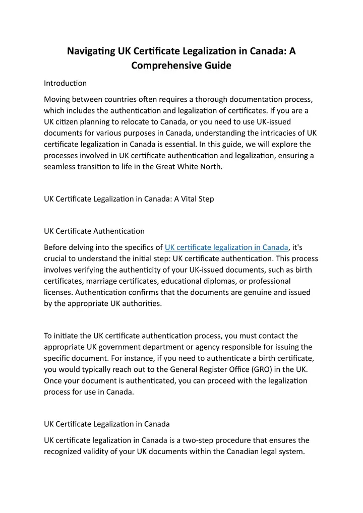 navigating uk certificate legalization in canada