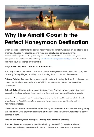 Why The Amalfi Coast Is The Perfect Honeymoon Destination